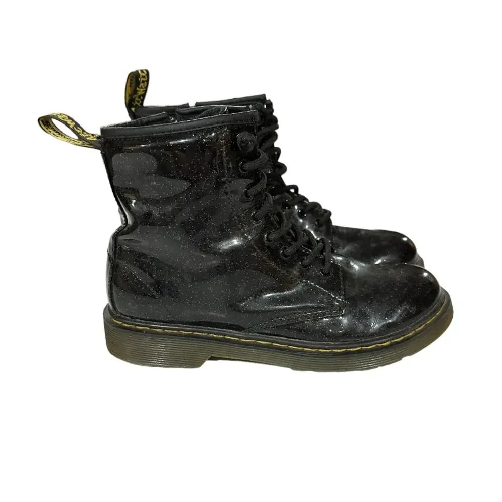 Doc Marten 1460 Black Glitter Lace Up Boots Size 4